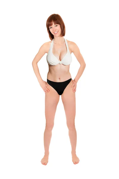Ritratto Figura Intera Una Bella Giovane Donna Bikini Isolata Sfondo — Foto Stock