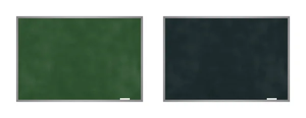 白の背景に孤立した銀フレームと汚い黒と緑の黒板 — ストック写真