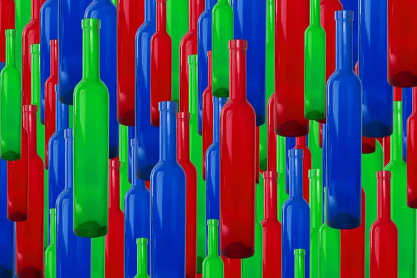 Background Many Colorfull Bottles Red Green Blue — Stock Photo, Image