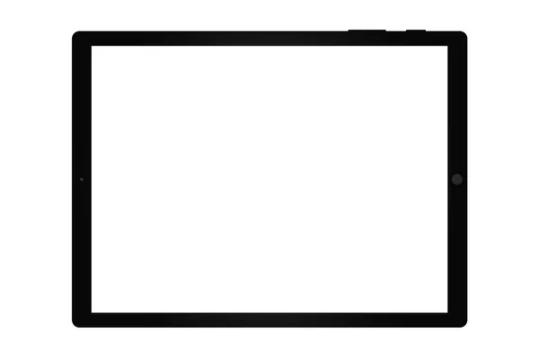 带有空白屏幕的黑色平板电脑的闭锁 在白色背景下隔离 — 图库照片
