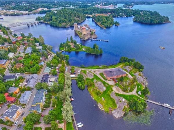 在芬兰萨翁林纳，Olavinlinna Olofsborg 城堡 — 图库照片