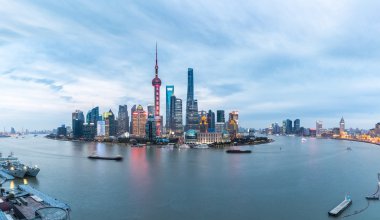 panoramik manzarası içinde gece shanghai 