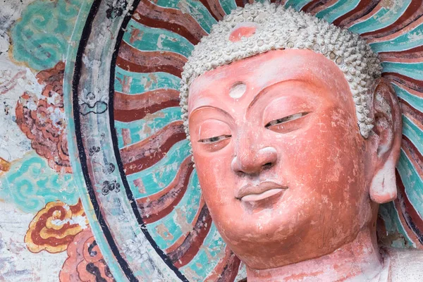 Figura Buddha Grotte Montagna Maiji Patrimonio Culturale Mondiale Nella Città — Foto Stock