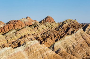 Zhangye Danxia Ulusal Jeoloji Parkı, Gansu Bölgesi, Çin.