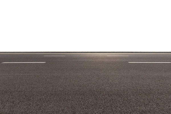 Autoroute Asphaltée Isolé Sur Blanc Avec Chemin Coupe — Photo