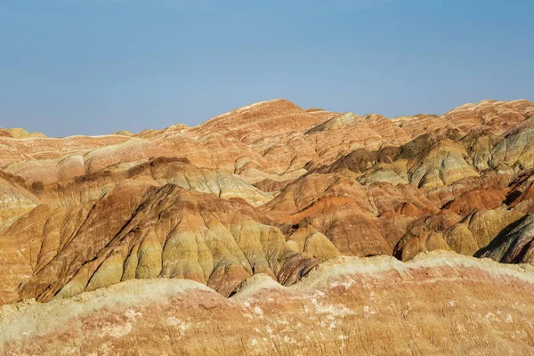 Színes Dombos Textúra Háttér Zhangye Danxia Nemzeti Geológiai Park Gansu — Stock Fotó