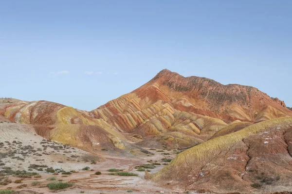 Szivárvány Dombos Táj Alkonyatkor Zhangye Danxia Nemzeti Geológiai Parkban Gansu — Stock Fotó