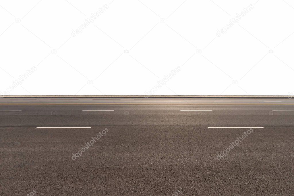 asphalt highway surface isolated on white with clipping path