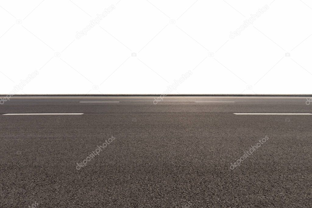 asphalt highway isolated on white with clipping path