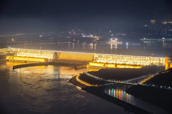 Barrage Trois Gorges Soirée Ville Yichang Province Hubei Chine — Photo