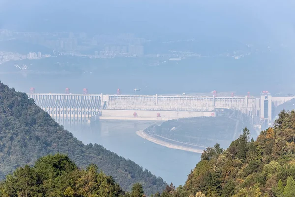 Aerial View Three Gorges Dam World Largest Hydroelectric Project Yichang — Stock Photo, Image