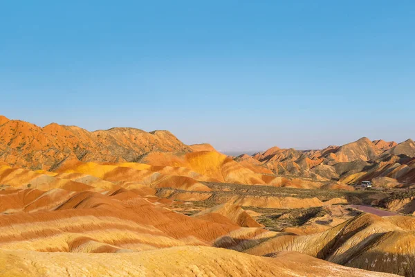 Regnbåge Kuperat Landskap Skymningen Zhangye Danxia National Geological Park Gansu — Stockfoto