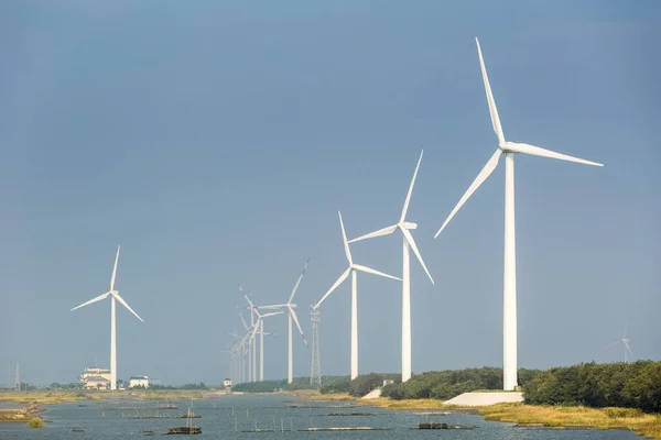 Větrné Farmy Pobřeží Udržitelné Energetické Zázemí — Stock fotografie