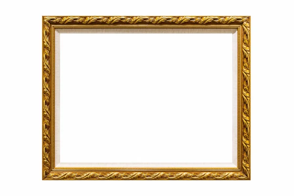 Golden Retro Picture Frame Isolated White Clipping Path — Stock Photo, Image