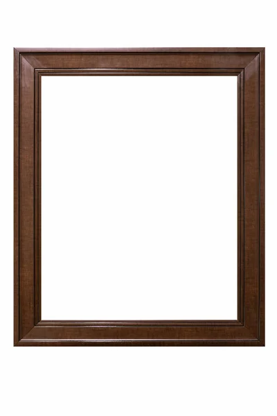 Brown Wood Texture Picture Frame Isolated White Clipping Path — Stock Photo, Image