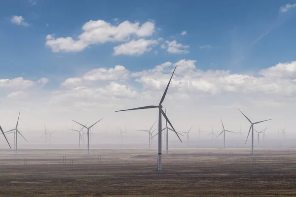 wind power station wind farm on western wilderness, renewable energy source landscape