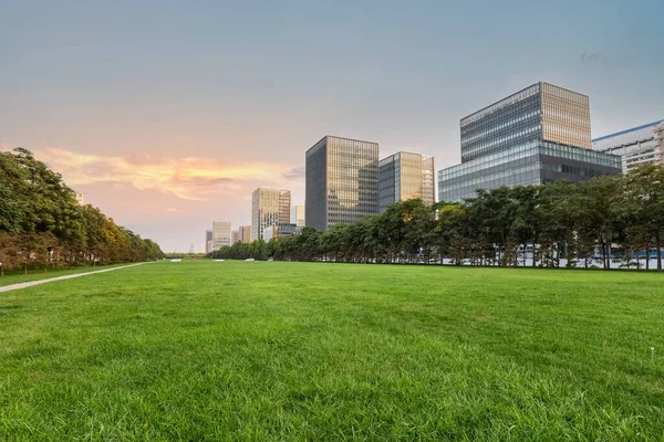 Mooie Moderne Stadsgezicht Zonsondergang Tianjian China — Stockfoto