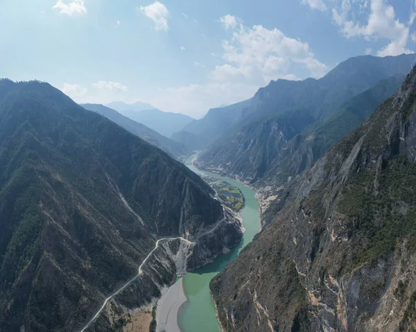 Aerial View Beautiful Nujiang River Landscape Chayu County Nyingchi City — Stock Photo, Image