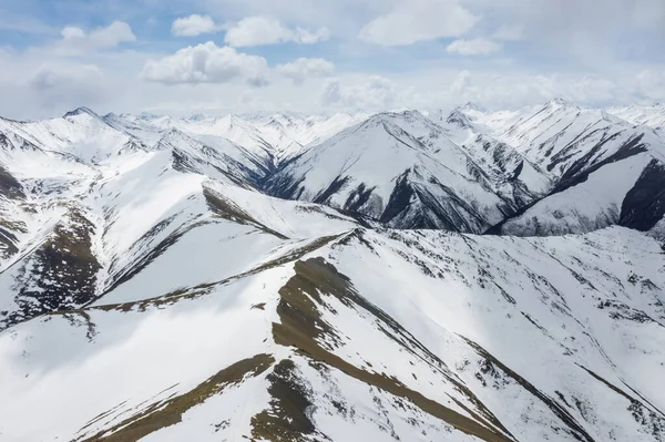 Vue Aérienne Arrière Plan Montagne Neige Dans Comté Banbar Ville — Photo