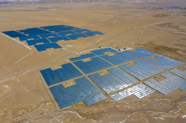 Aerial View Solar Power Station Northern Tibetan Plateau China — Stock Photo, Image