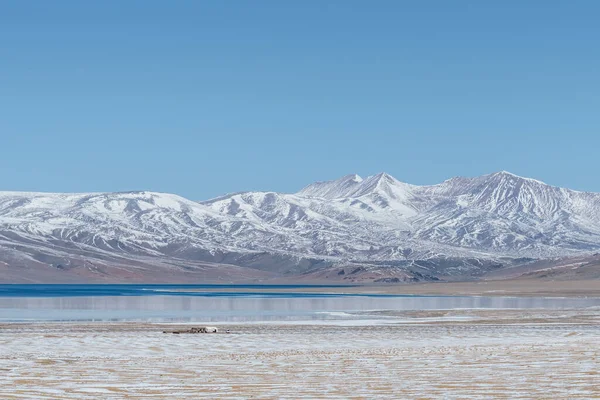 Tibet Plateau Paisaje Natural Montañas Nieve Lago Con Simple Residencia — Foto de Stock