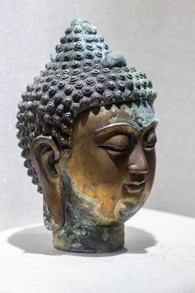 Estátua Bronze Antigo Buddha Closeup — Fotografia de Stock