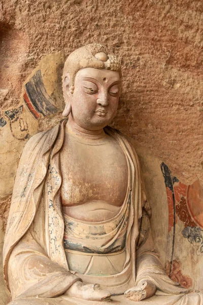 Maiji Mountain Grottots Buddhist Statue Closeup Tianshui City Gansu Province — 스톡 사진