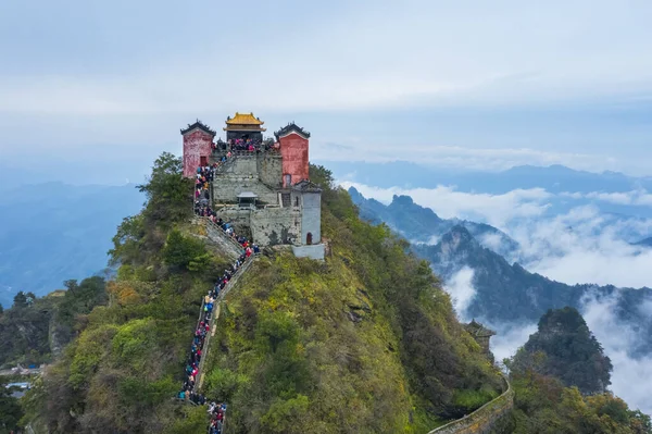 Bela Paisagem Montanha Wudang Uma Famosa Montanha Sagrada Taoísmo China — Fotografia de Stock