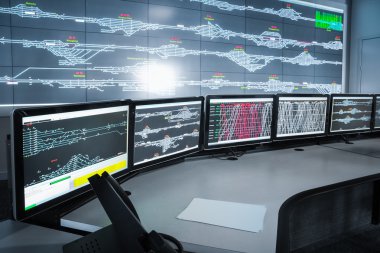 Modern elektronik kontrol odası, bilim ve teknoloji backgrou