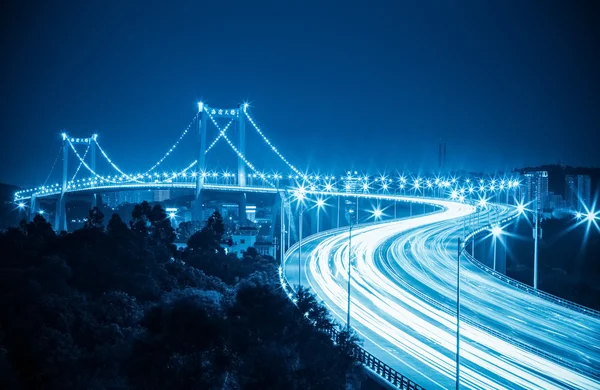 Beautiful xiamen haicang bridge at night — Stock Photo, Image