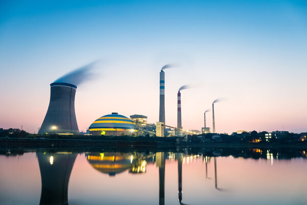 coal power plant in nightfall