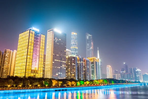Modern buildings at night in guangzhou — Stock Photo, Image