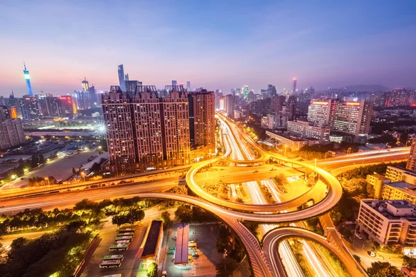 Guangzhou huangpu intercambio estrada panorama — Fotografia de Stock
