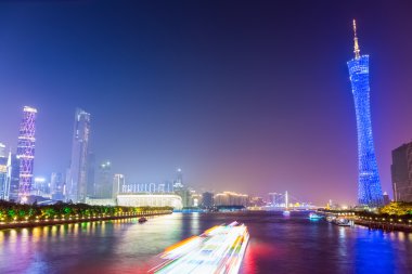 gece güzel guangzhou pearl river