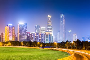Guangzhou pearl river yeni şehir gece