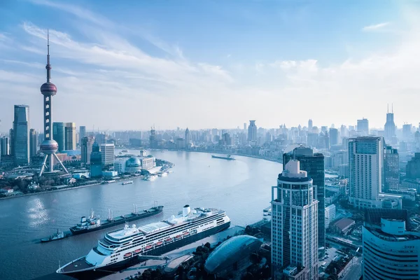 Luftaufnahme des Huangpu-Flusses — Stockfoto