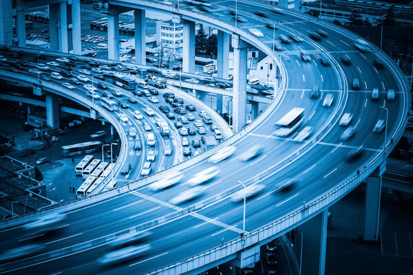 busy traffic on bridge approach 