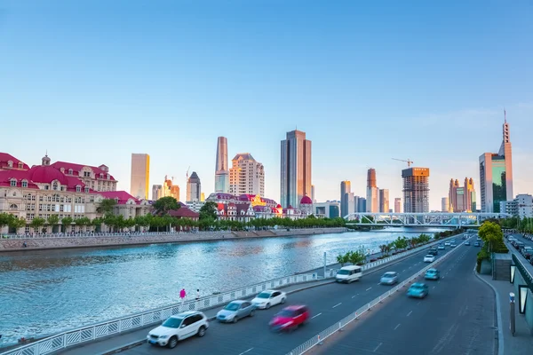 Tianjin haihe river at dusk — Stock Photo, Image