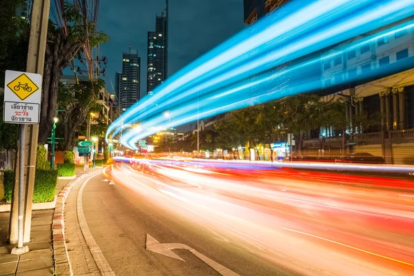 bangkok cityscape of light trails