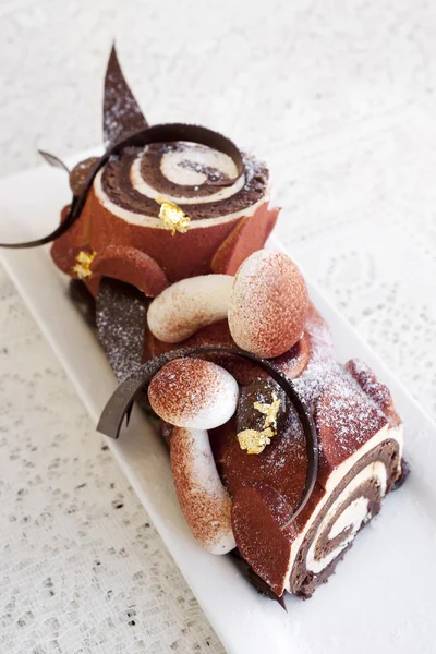 Buche de Noel francia yule log torta — Stock Fotó