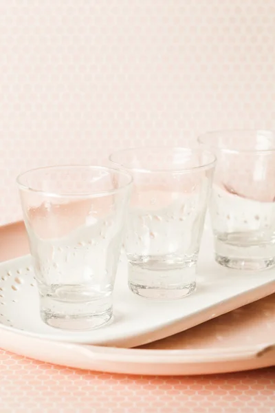 Three Cocktail Glasses on a pink set — Stock Photo, Image