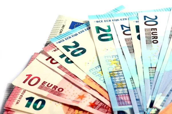 Billetes en euros en papel — Foto de Stock
