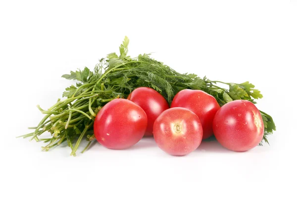 Tomatoes and parsley — Stock Photo, Image