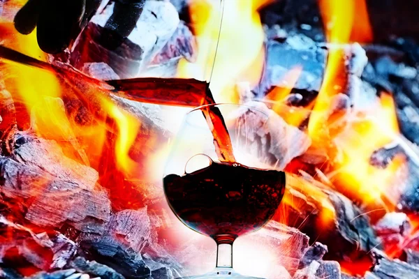 Feuer und Wein — Stockfoto