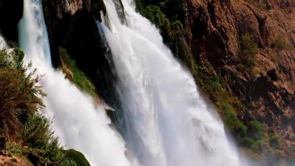 Верхний Дуденский Водопад Жилом Районе Лара Анталии — стоковое видео