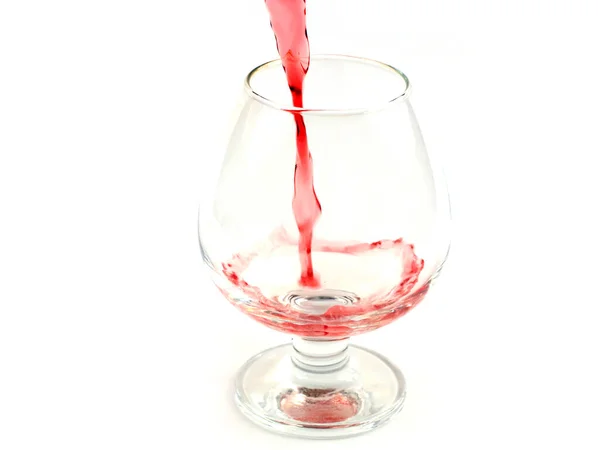 Склянка Наповнена Струмком Червоного Вина — стокове фото