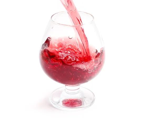 Glass Filled Stream Red Wine — Stock Photo, Image