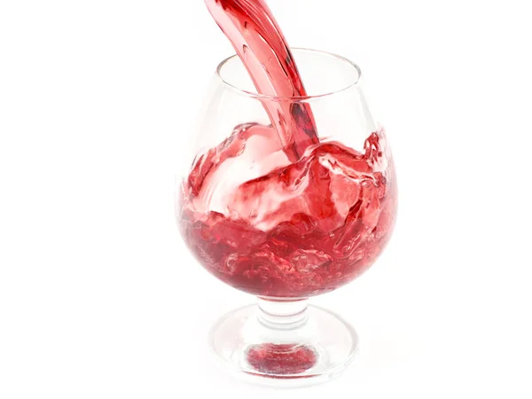 Bicchiere Riempito Con Flusso Vino Rosso — Foto Stock