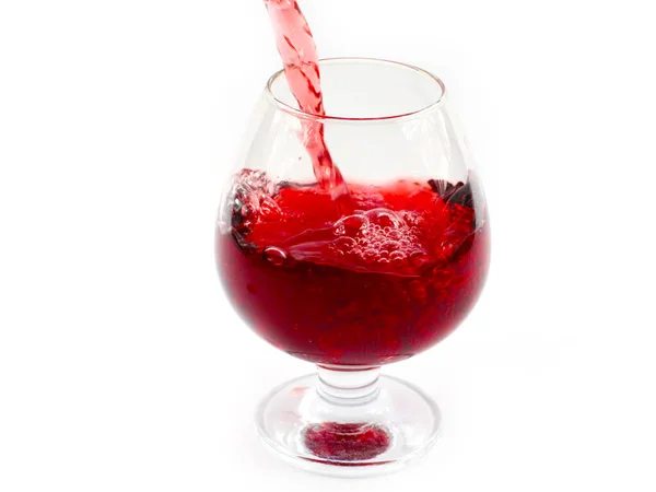 Glass Filled Stream Red Wine — Stock Photo, Image