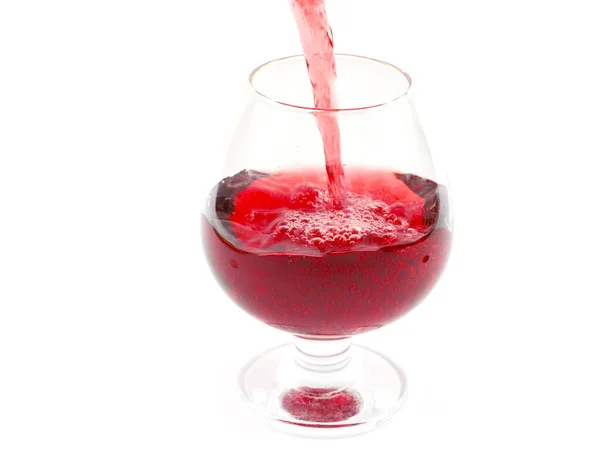 Gocce Spruzzi Vino Rosso Quando Versato Bicchiere — Foto Stock